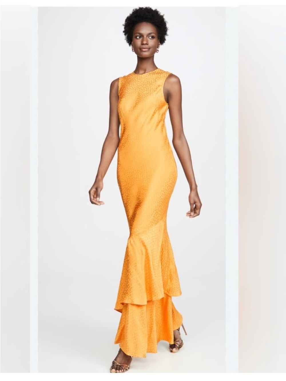 Rebecca Vallance Sunburst Yellow Orange Sleeveless Tiered Maxi Dress